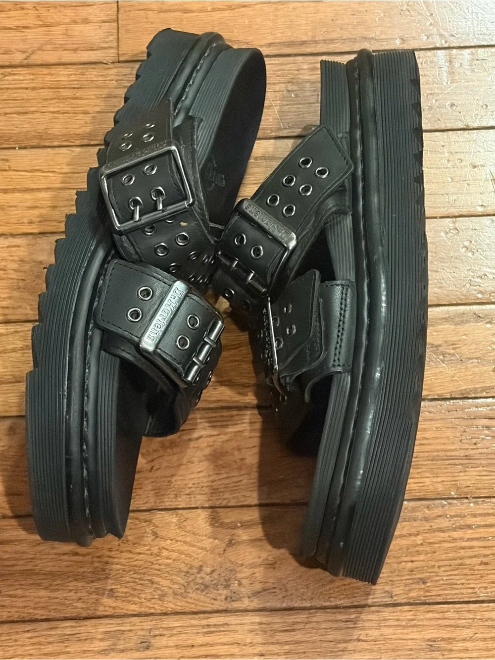 DR.MARTENS Myles Hardware Detail Double Buckle Slide Sandals Men Size 10.5